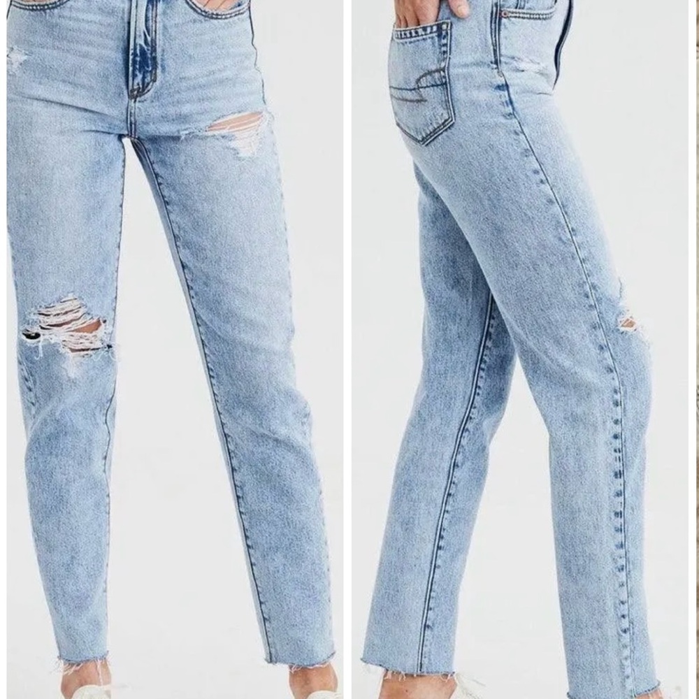 American Eagle Mom Jean Acid Wash Distressed Jeans 4R